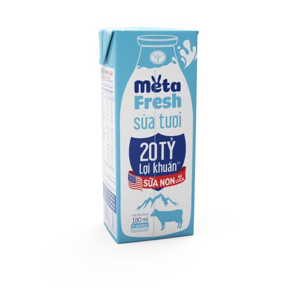 Sữa Tươi Ít Đường Meta Fresh 180ml Bổ Sung Sữa Non 20 Tỷ Lợi Khuẩn Lốc 4 Hộp