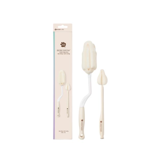 Set 2 Cọ Rửa Bình Sữa, Núm Ti Bebegrow Greenfinger, Cọ Vệ Sinh Bình Sữa Cho Bé