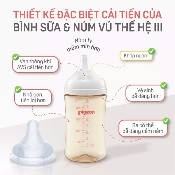 Bình Sữa Pigeon PPSU Softouch Baby-Friendly World Cổ Rông 160ml Hình Logo Pigeon