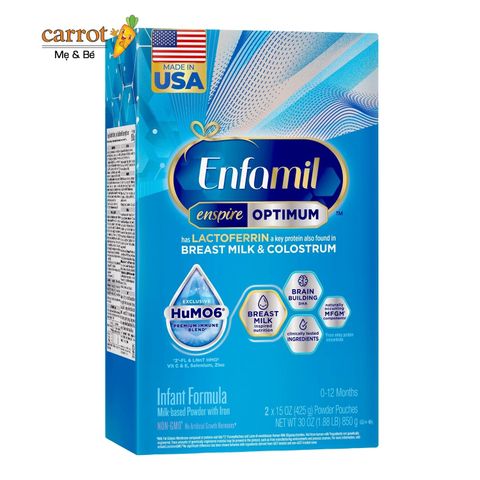 Sữa Enfamil Enspire Infant Formula Non - GMO 850g Cho Bé 0-12 Tháng 850g