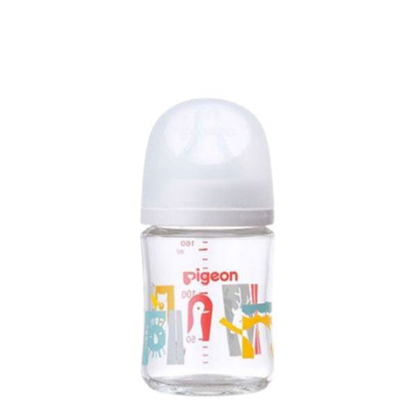 Bình Sữa Pigeon Thủy Tinh Borosilicate Thế Hệ III 160ml (Kèm Núm SS) - Họa Tiết