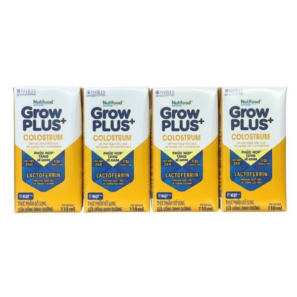 Sữa Pha Sẵn Nutifood Sweden GrowPLUS+ Colostrum Lactoferrin 110ml Lốc 4 Hộp