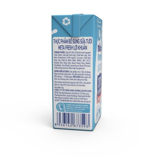 Sữa Tươi Ít Đường Meta Fresh 110ml Bổ Sung Sữa Non 20 Tỷ Lợi Khuẩn Lốc 4 Hộp