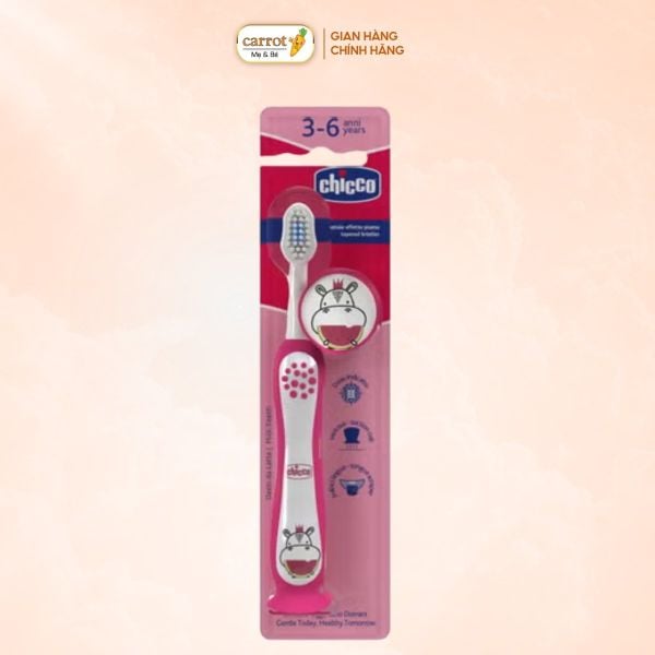 Bàn Chải Đánh Răng Chicco Hà Mã Hồng Cho Trẻ Từ 3 Đến 6 Tuổi