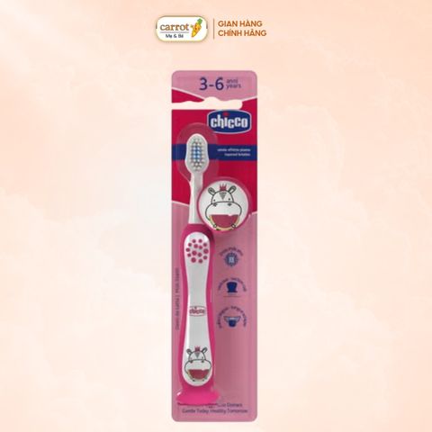 Bàn Chải Đánh Răng Chicco Hà Mã Hồng Cho Trẻ Từ 3 Đến 6 Tuổi
