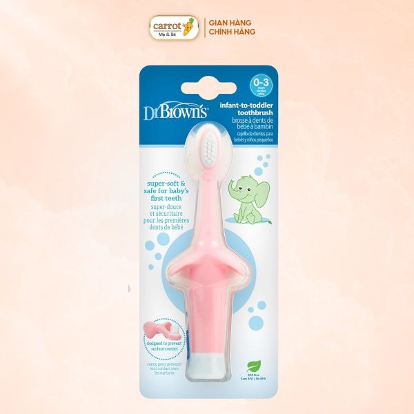 Bàn Chải Đánh Voi Hồng Dr Brown Cho Bé 0 Đến 3 Tuổi