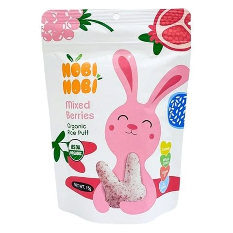 Bánh Gạo Ăn Dặm Hữu Cơ Nobi Nobi Vị Quả Mọng 15g (Từ 8 Tháng)