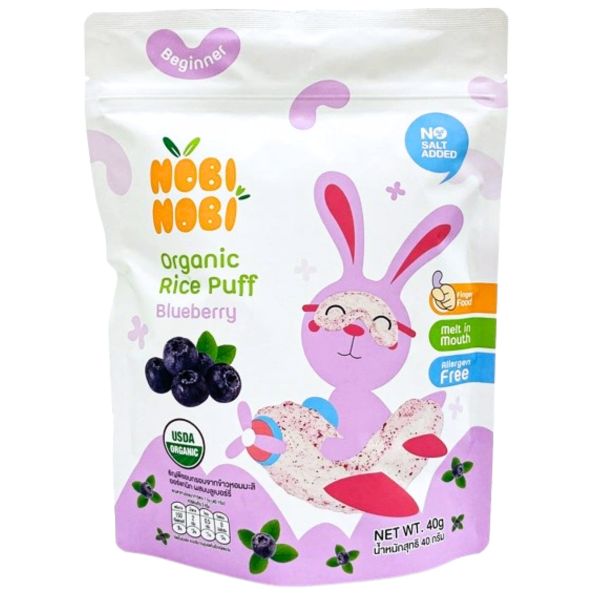 Bánh Gạo Ăn Dặm Hữu Cơ Nobi Nobi Vị Việt Quất 40g (Từ 8 Tháng)