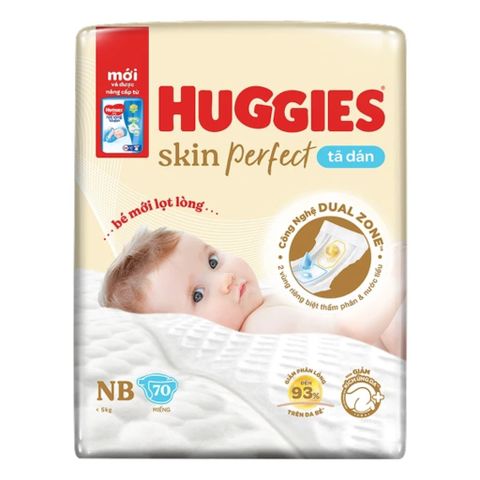 Bỉm - Tả Dán Huggies Skin Perfect Size NB 70 (Dưới 5kg)