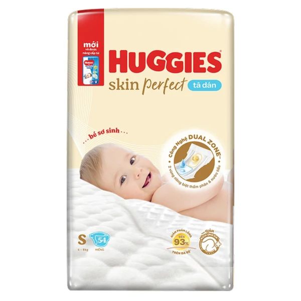 Bỉm - Tả Dán Huggies Skin Perfect Size S 54 Miếng (4-8kg)