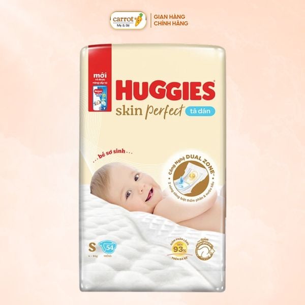 Bỉm - Tả Dán Huggies Skin Perfect Size S 54 Miếng (4-8kg)