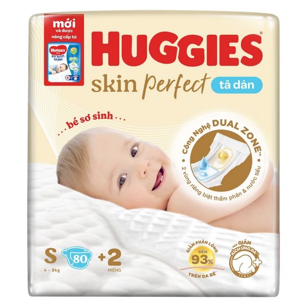 Bỉm - Tả Dán Huggies Skin Perfect Size S 80 Miếng (4-8kg)