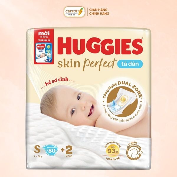 Bỉm - Tả Dán Huggies Skin Perfect Size S 80 Miếng (4-8kg)