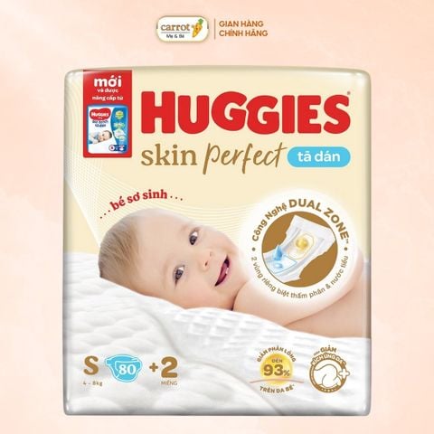 Bỉm - Tả Dán Huggies Skin Perfect Size S 80 Miếng (4-8kg)