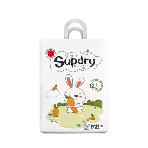 Bỉm - Tã Dán Supdry Trắng Size M 66 Miếng (6-11kg)