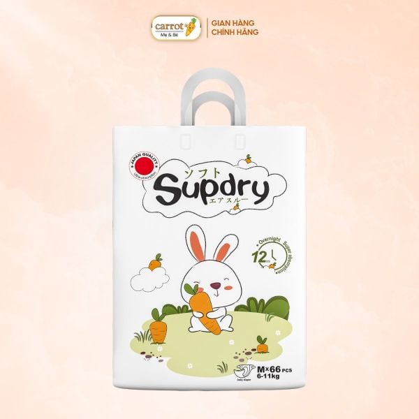 Bỉm - Tã Dán Supdry Trắng Size M 66 Miếng (6-11kg)