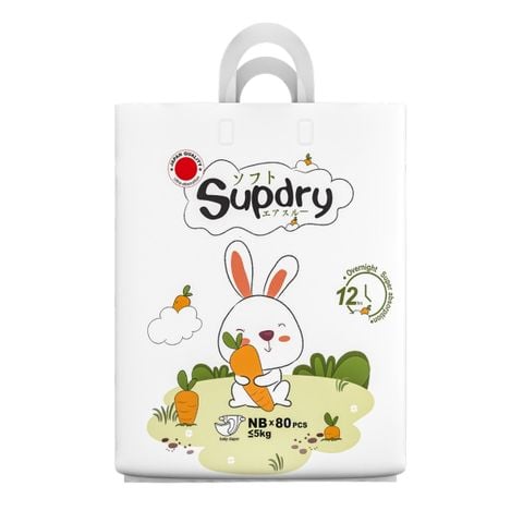 Bỉm - Tã Dán Supdry Trắng Size NB 80 Miếng (Dưới 5kg)