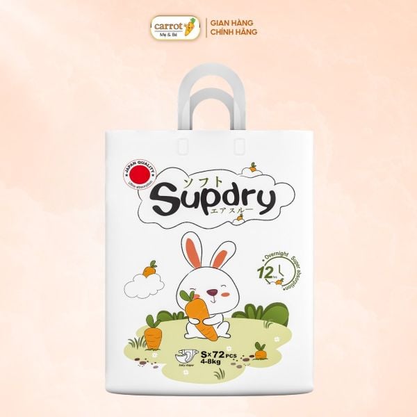 Bỉm - Tã Dán Supdry Trắng Size S 72 Miếng (4-8kg)