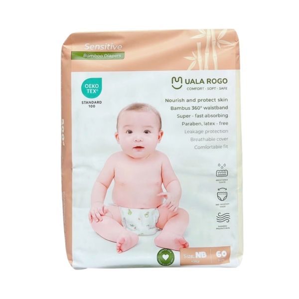 Bỉm - Tả Dán UalaRogo Size NewBorn 60 Miếng (Dưới 5kg)