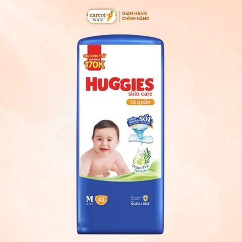 Bỉm - Tả Quần Huggies Skin Care Tràm Trà Size M 42 Miếng (6-11kg)