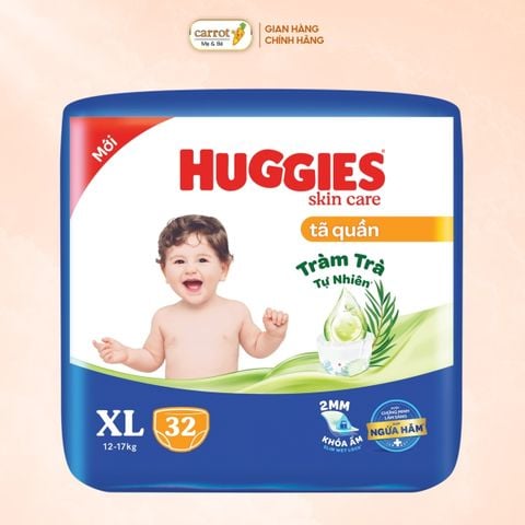 Bỉm - Tả Quần Huggies Skin Care Tràm Trà Size XL 32 Miếng (12-17kg)