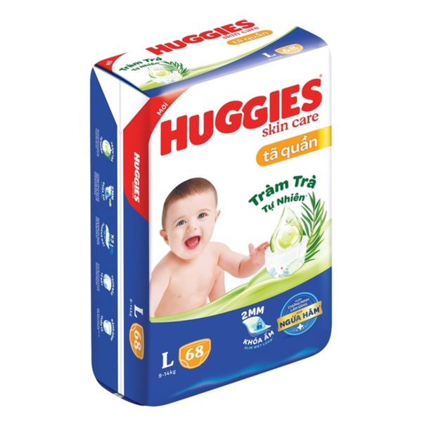 Bỉm - Tả Quần Huggies Skin Care Tràm Trà Size L 68 Miếng (9-15kg)