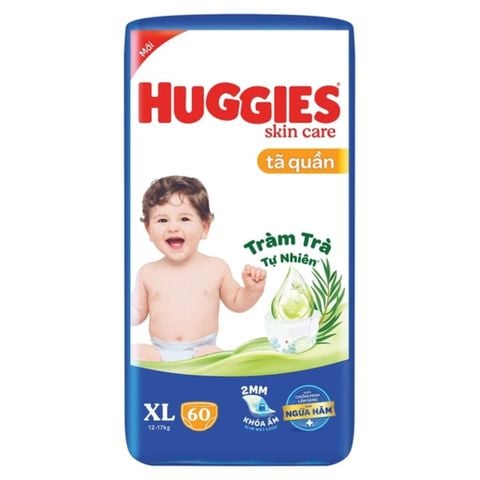 Bỉm - Tả Quần Huggies Skin Care Tràm Trà Size XL 60 Miếng (12-17kg)