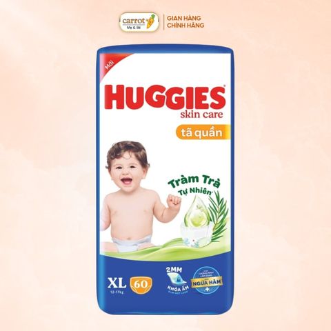 Bỉm - Tả Quần Huggies Skin Care Tràm Trà Size XL 60 Miếng (12-17kg)