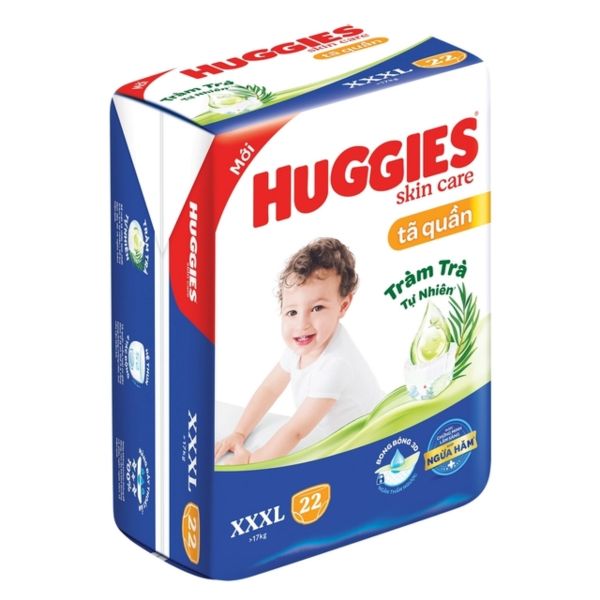 Bỉm - Tả Quần Huggies Skin Care Tràm Trà Size XXXL 22 Miếng (Trên 17kg)
