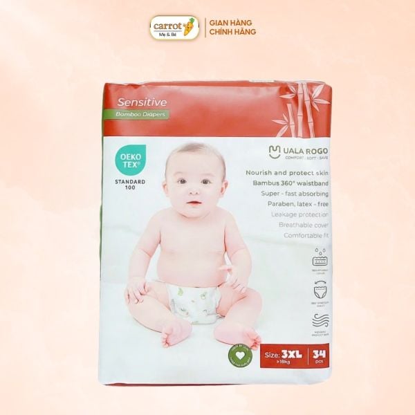 Bỉm - Tả Quần UalaRogo Size XXXL 34 Miếng (Trên 18kg)