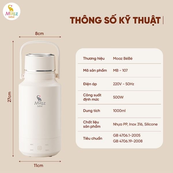 Bình Đun Nước Du Lịch Moaz BéBé MB–107