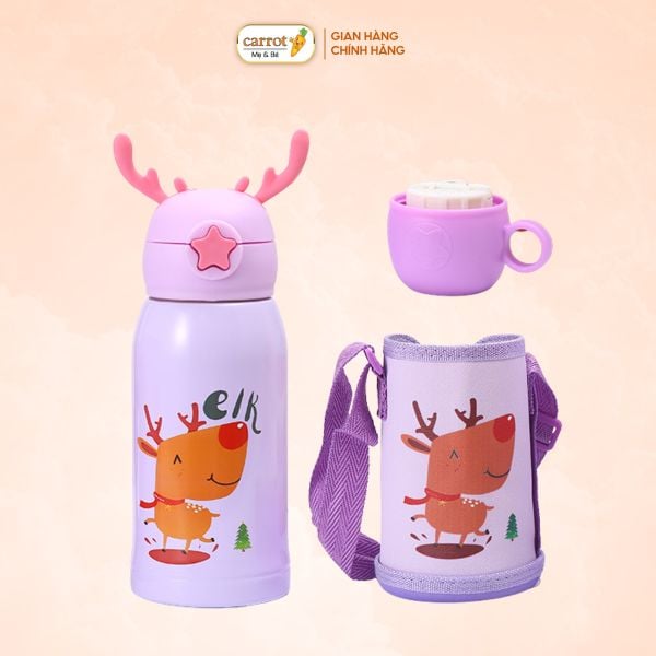 Bình Nước Giữ Nhiệt Cho Bé Hình Hưu 500ml Inox 316 Không Gỉ Kèm Túi