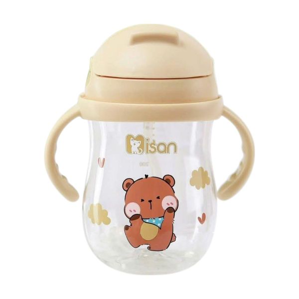 Bình Nước Tritan Misan 300ml Có Van Chống Sặc Và Tay Cầm Cho Bé 6M+