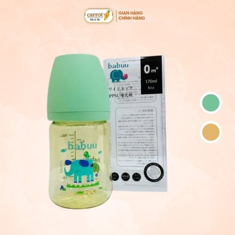 Bình Sữa Babuu PPSU Cổ Rộng 170ml Kèm Núm S (0-3 Tháng)