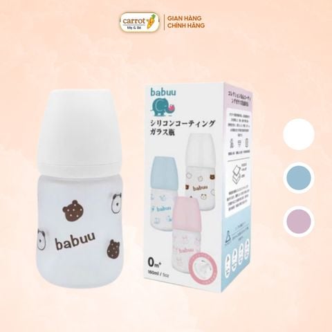 Bình Sữa Babuu Thủy Tinh Tráng Silicone 160ml