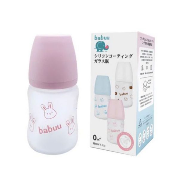 Bình Sữa Babuu Thủy Tinh Tráng Silicone 160ml