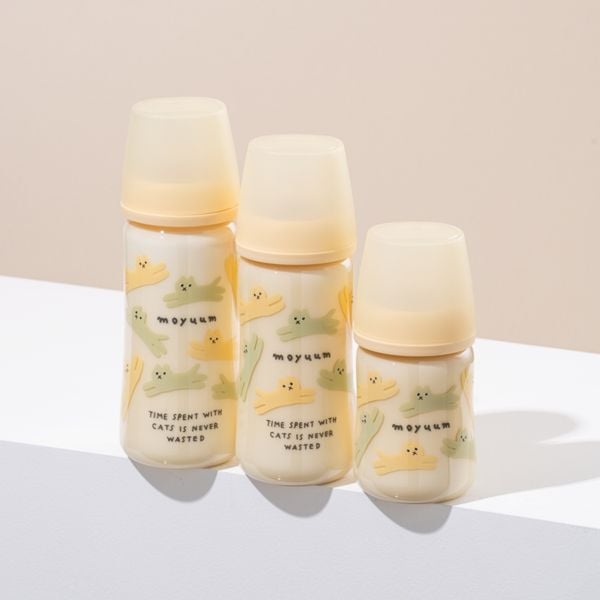 Bình Sữa Moyuum Thế Hệ 3 PPSU 330ml Mẫu Mèo Kèm Núm Số 3