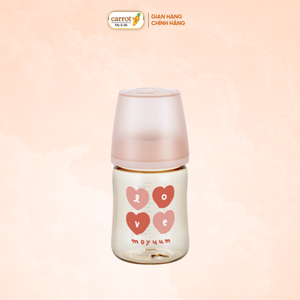 Bình Sữa Moyuum Thế Hệ 3 PPSU 170ml Mẫu Tim Đỏ Kèm Núm Số 1