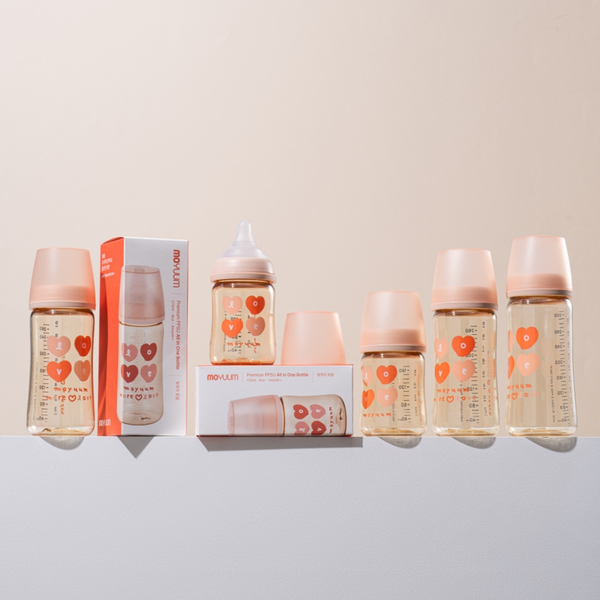 Bình Sữa Moyuum Thế Hệ 3 PPSU 170ml Mẫu Tim Đỏ Kèm Núm Số 1