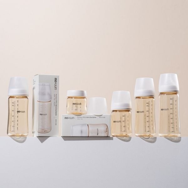Bình Sữa Moyuum Thế Hệ 3 PPSU 80ml - Trơn - Kèm Núm Support 0M+