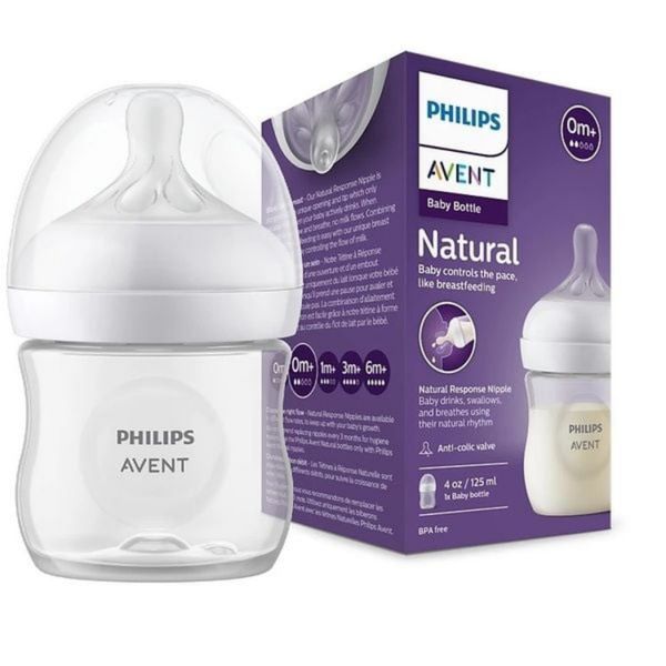 Bình Sữa Philips Avent Natural Nhựa PP 125ml Kèm Núm Số 2 (0m+)