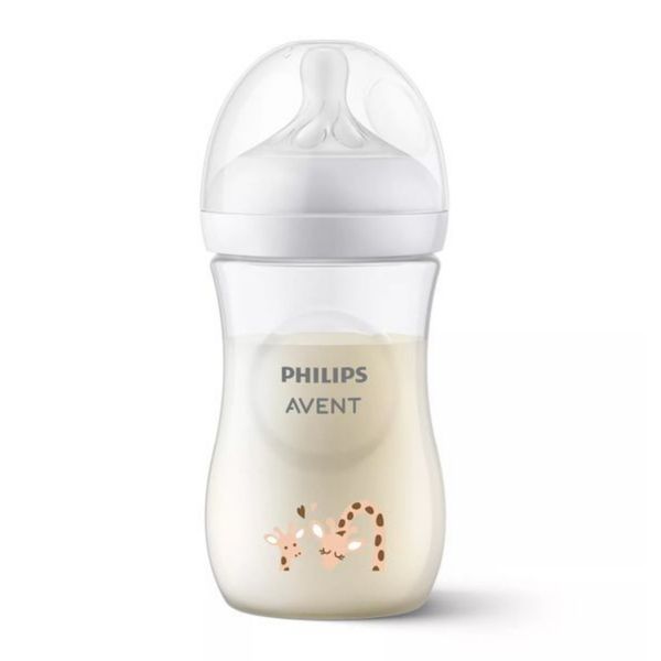 Bình Sữa Philips Avent Natural Nhựa PP 260ml Hươu Cao Cổ Kèm Núm Số 3 (1m+)