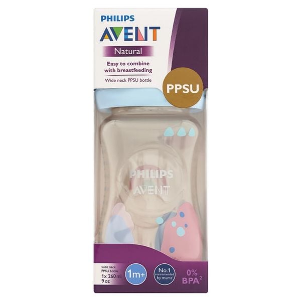 Bình Sữa Philips Avent Natural PPSU 260ml Kèm Núm Số 2 (1m+)