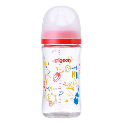 Bình Sữa Pigeon Thủy Tinh Borosilicate Thế Hệ III 240ml (Kèm Núm M) - Họa Tiết Nhạc Cụ