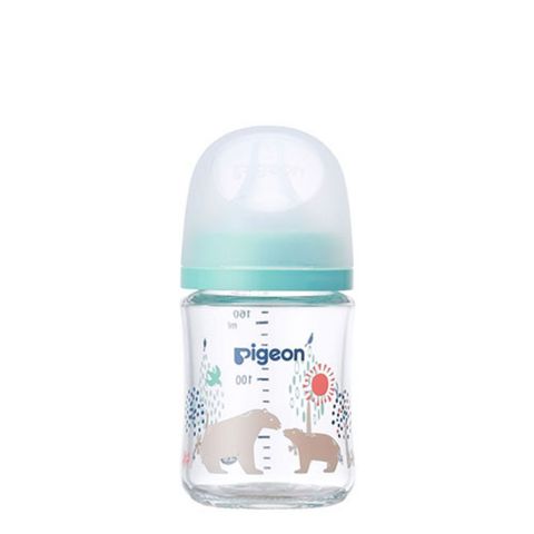 Bình Sữa Pigeon Thủy Tinh Borosilicate Thế Hệ III 160ml (Kèm Núm SS) - Họa Tiết Gấu