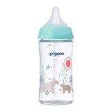 Bình Sữa Pigeon Thủy Tinh Borosilicate Thế Hệ III 240ml (Kèm Núm M) - Họa Tiết Gấu