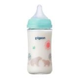 Bình Sữa Pigeon Thủy Tinh Borosilicate Thế Hệ III 240ml (Kèm Núm M) - Họa Tiết Gấu