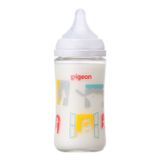 Bình Sữa Pigeon Thủy Tinh Borosilicate Thế Hệ III 240ml (Kèm Núm M) - Họa Tiết Sở Thú