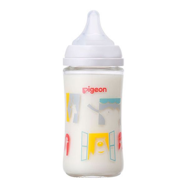 Bình Sữa Pigeon Thủy Tinh Borosilicate Thế Hệ III 240ml (Kèm Núm M) - Họa Tiết Sở Thú