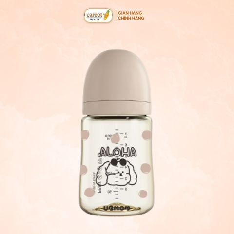 Bình Sữa UBMOM PPSU Cổ Rộng 200ml Họa Tiết Chó Aloha